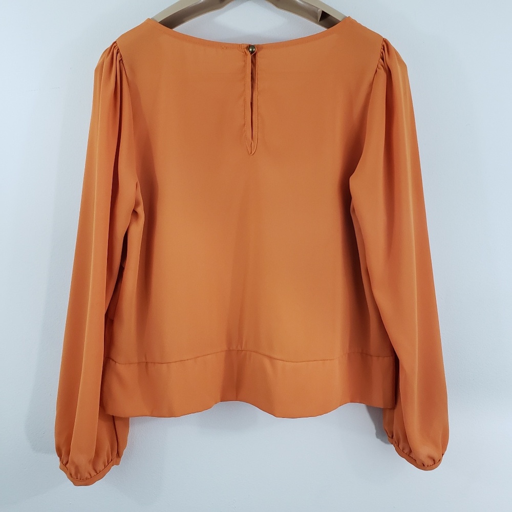 Orange Blouse Layered Ruffles Large - Picture 4 of 6